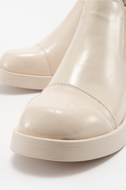 Cafuné - Botín de plataforma de charol color beige (mujer)