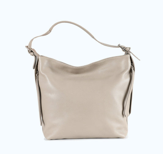 Vittoria - Bolso de hombro de piel beige