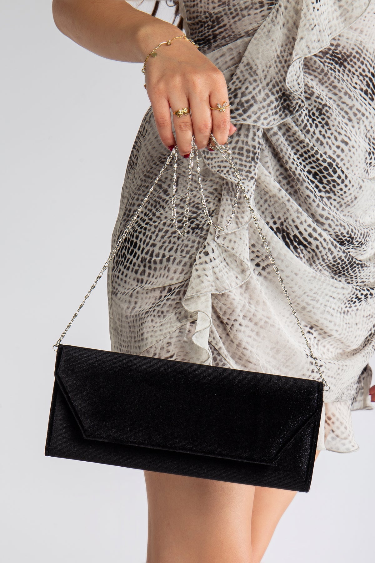 Scarlett - Bolso de mano de terciopelo negro