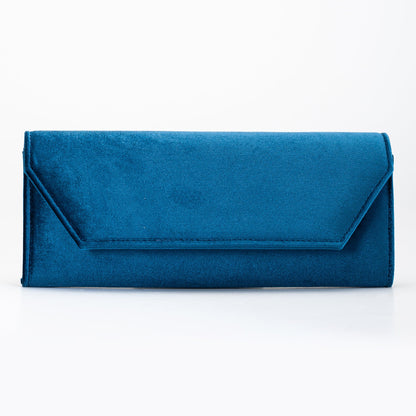 Scarlett - Cartera de mano de terciopelo azul cerceta