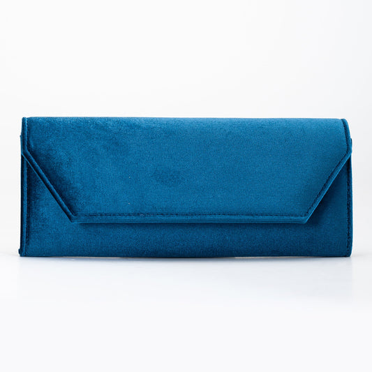 Scarlett - Cartera de mano de terciopelo azul cerceta