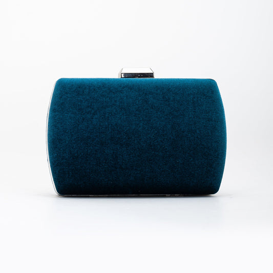 Francisca - Bolso de mano de terciopelo azul cerceta