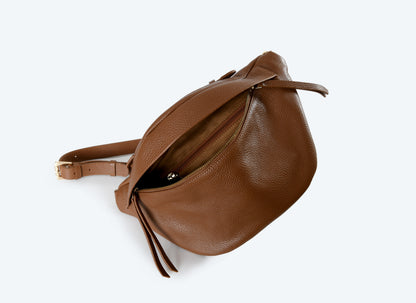Bianca - Bolso Cruzado de Cuero Marrón Coñac