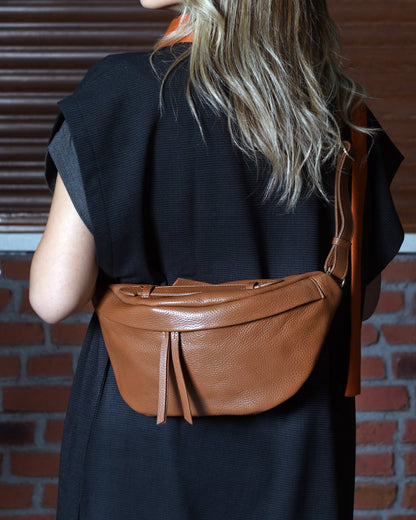 Bianca - Bolso Cruzado de Cuero Marrón Coñac