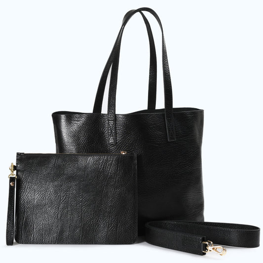 Carla - Bolso de Hombro de Piel Negra