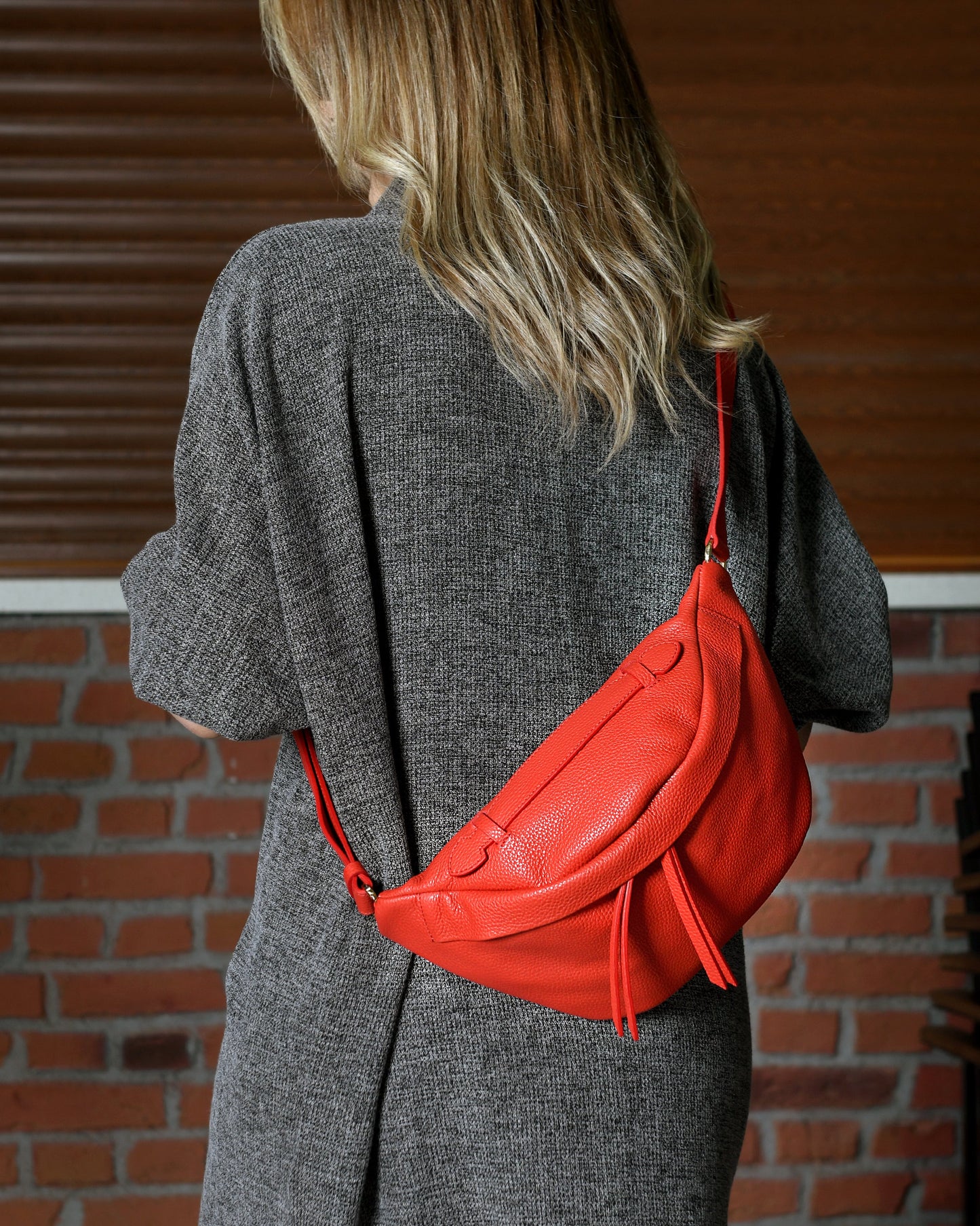 Bianca - Red Leather Crossbody Bag