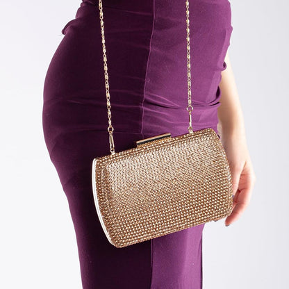 Francisca - Cartera de mano con purpurina oro rosa