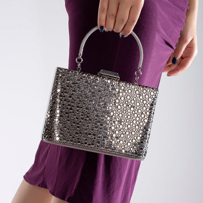 Alba - Cartera de mano de lentejuelas grises