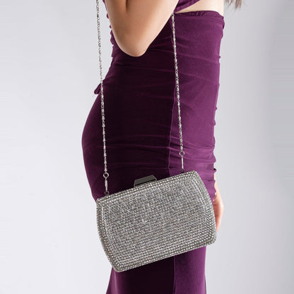 Francisca - Cartera de mano gris con purpurina