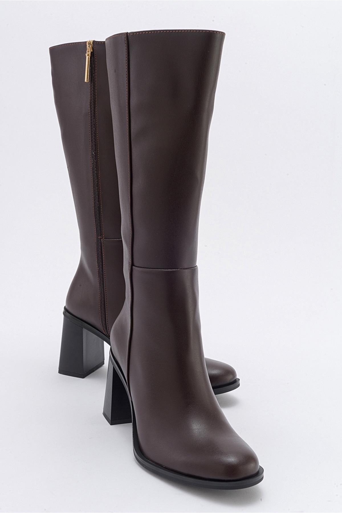 Maranta - Bota alta de tacón marrón hasta la rodilla (Mujer)