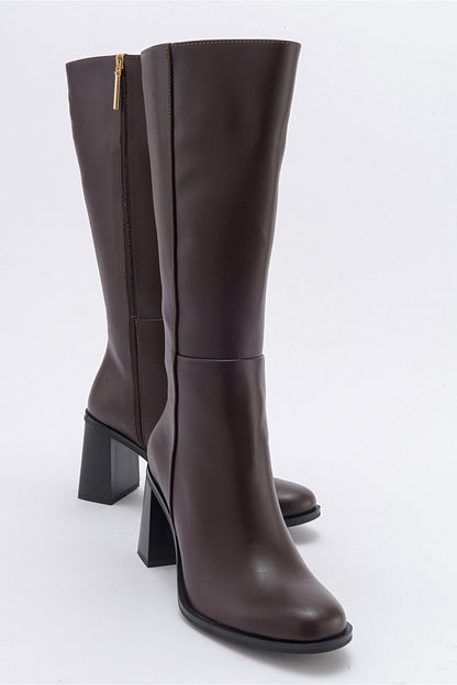 Maranta - Bota alta de tacón marrón hasta la rodilla (Mujer)