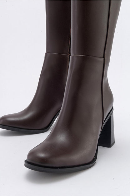 Maranta - Bota alta de tacón marrón hasta la rodilla (Mujer)