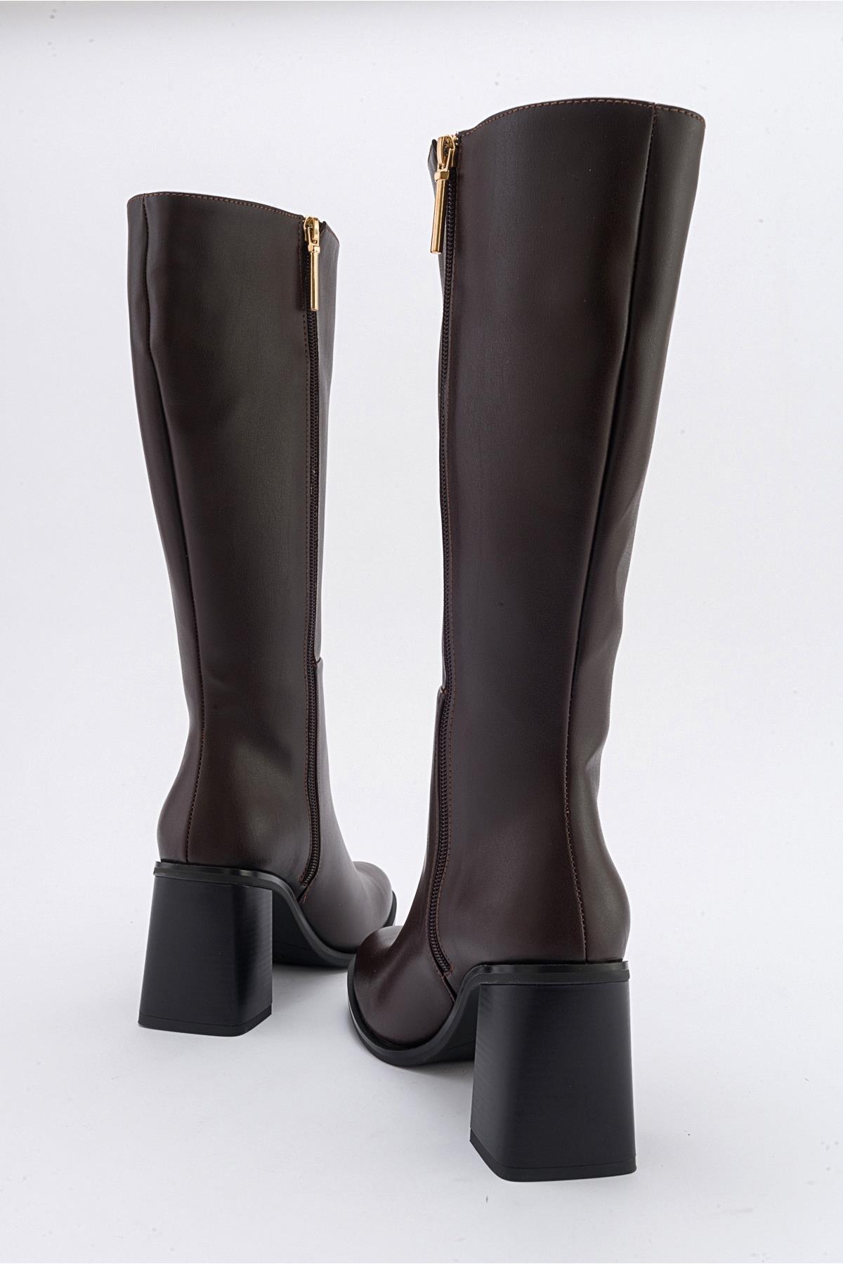 Maranta - Bota alta de tacón marrón hasta la rodilla (Mujer)