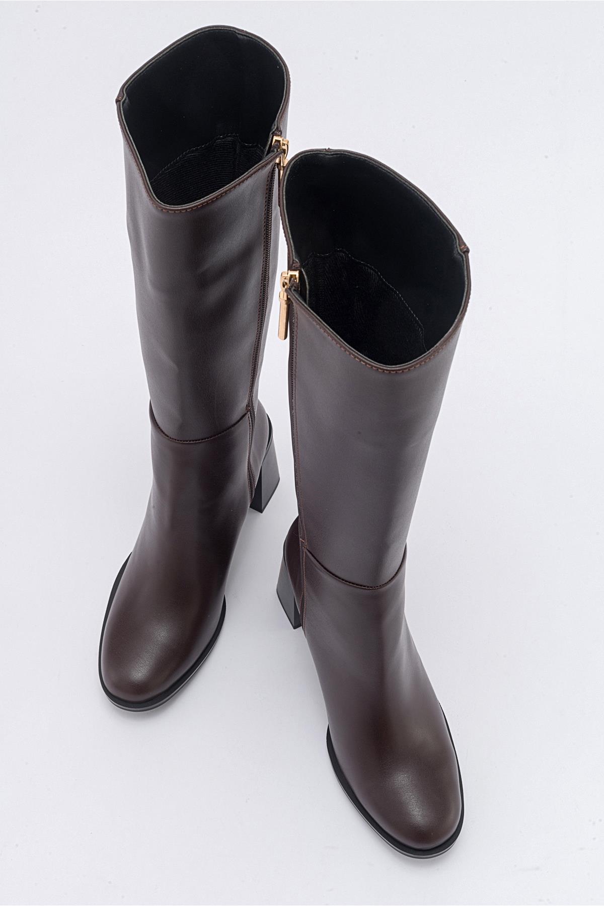 Maranta - Bota alta de tacón marrón hasta la rodilla (Mujer)