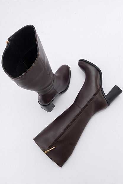 Maranta - Bota alta de tacón marrón hasta la rodilla (Mujer)