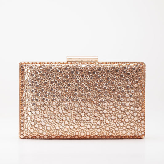 Clara - Bolso de mano de lentejuelas oro rosado