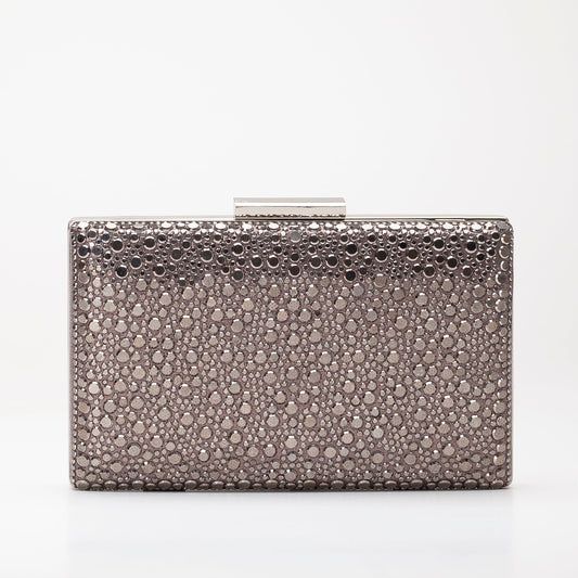 Clara - Clutch Gris de Lentejuelas Brillantes