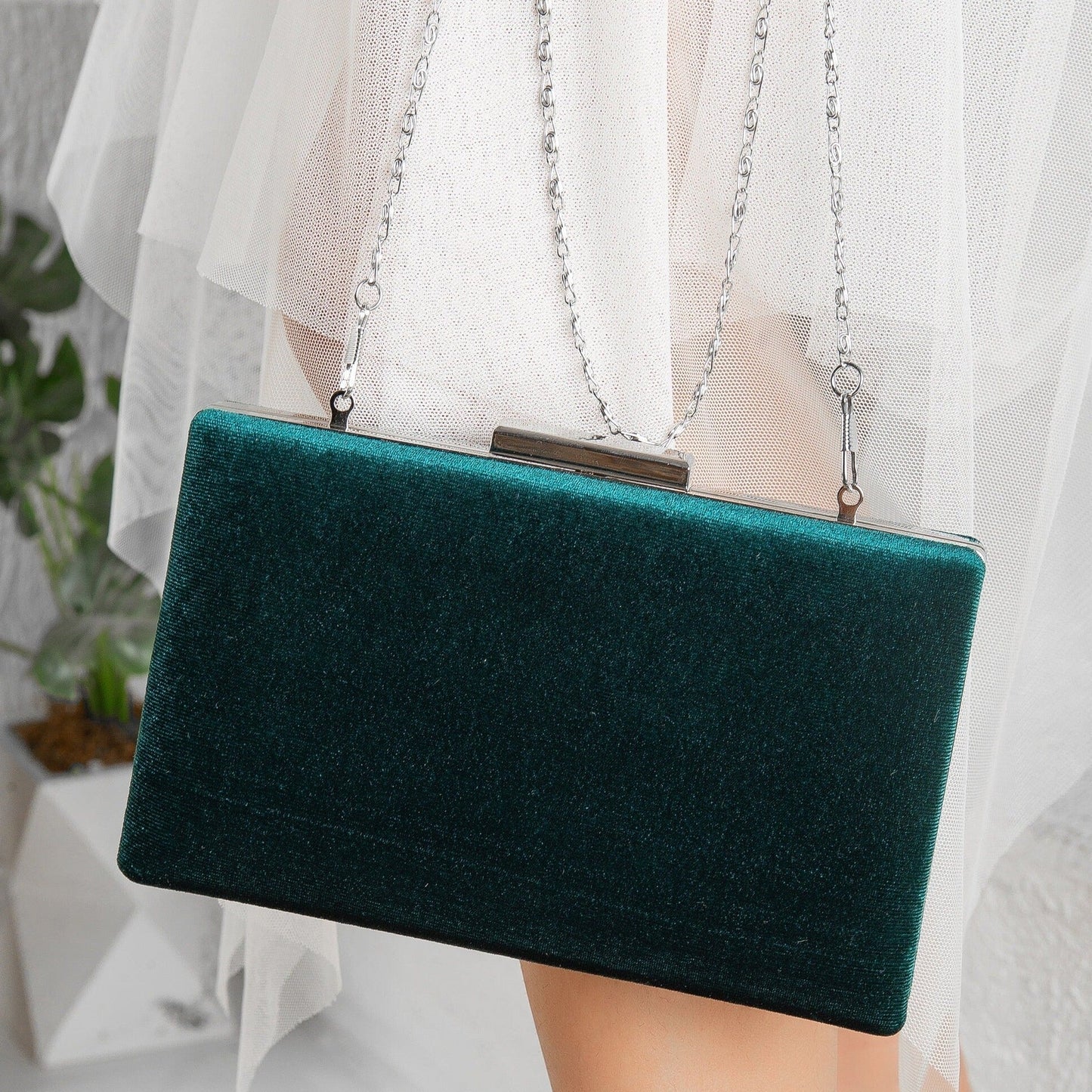 Clara - Cartera de terciopelo verde