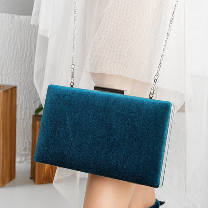 Clara - Cartera de terciopelo azul turquesa