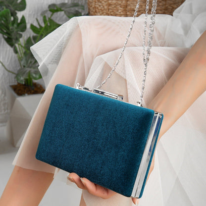 Clara - Cartera de terciopelo azul turquesa