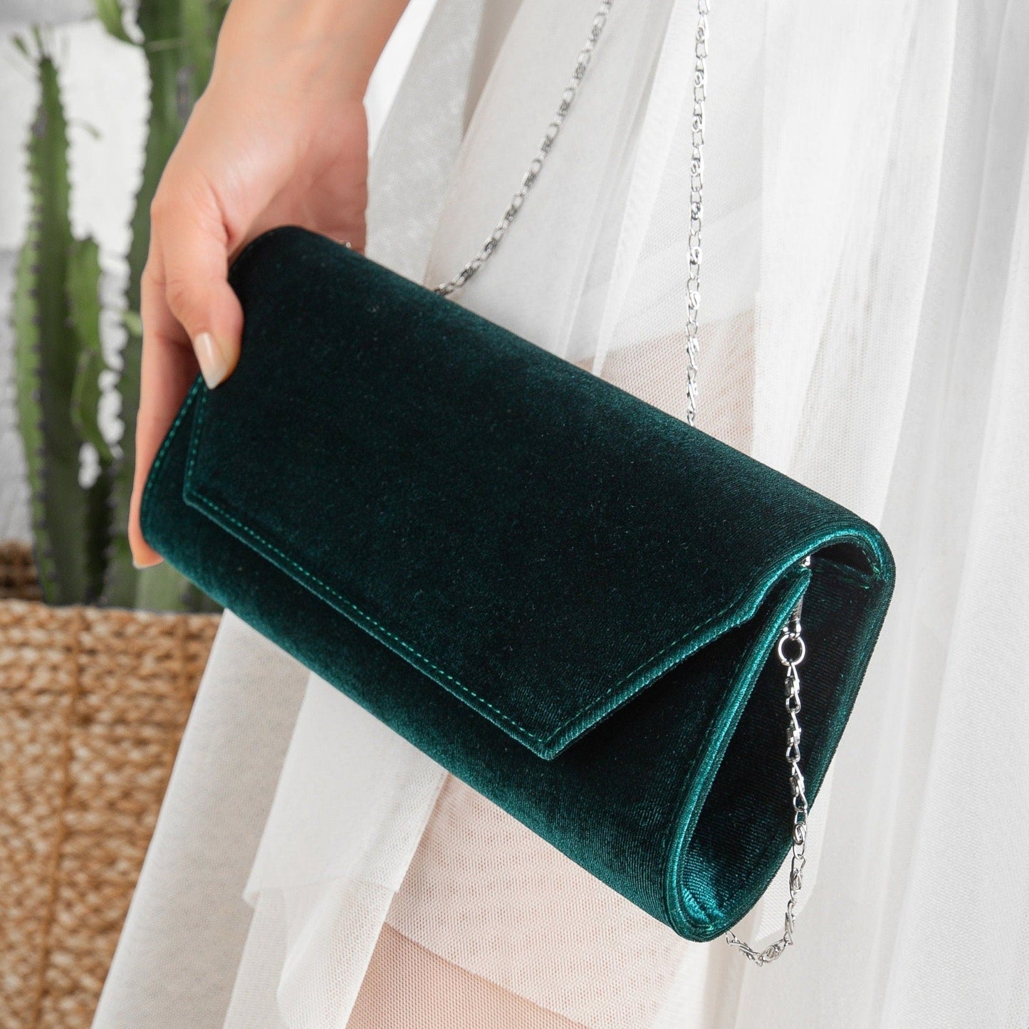 Scarlett - Cartera de terciopelo verde