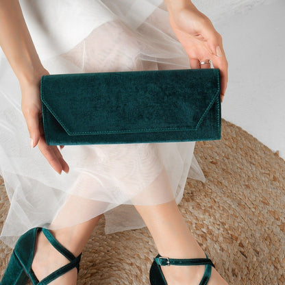 Scarlett - Cartera de terciopelo verde