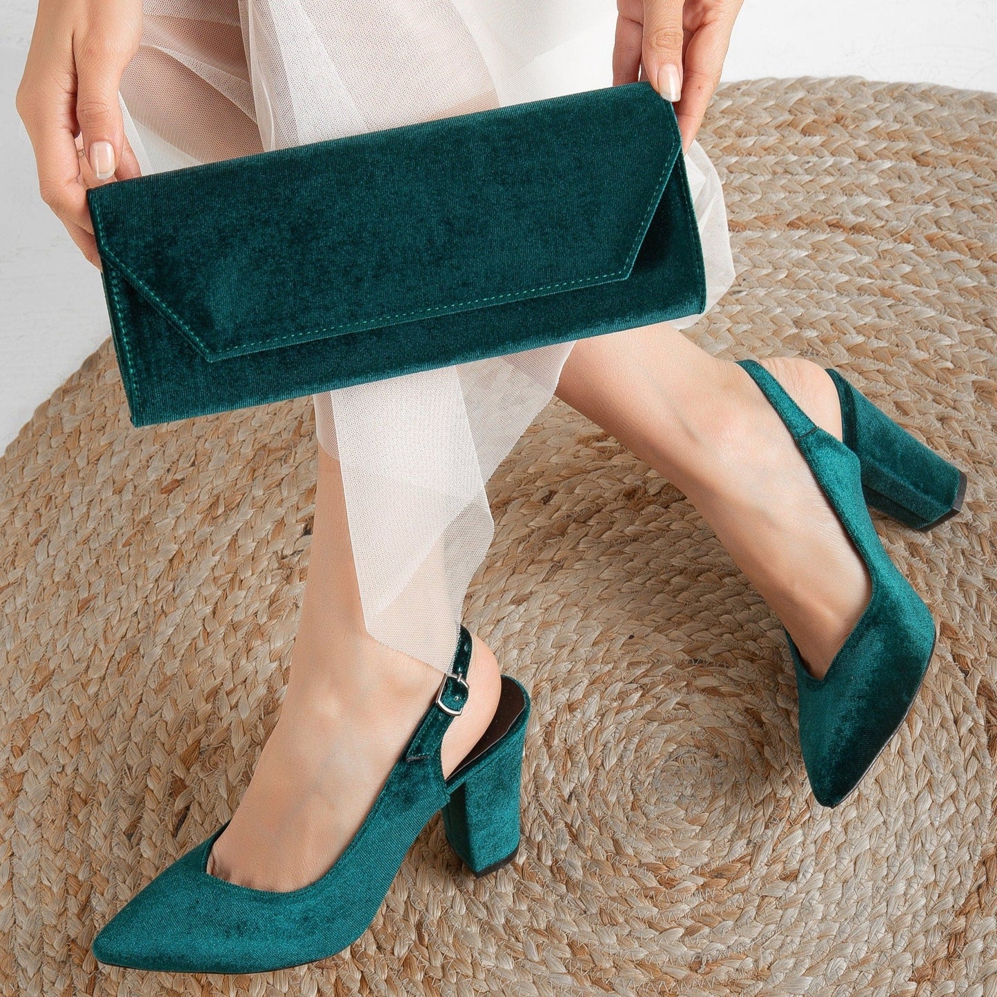 Scarlett - Cartera de terciopelo verde