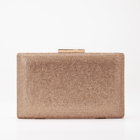 Clara - Bolso de mano brillante oro rosa