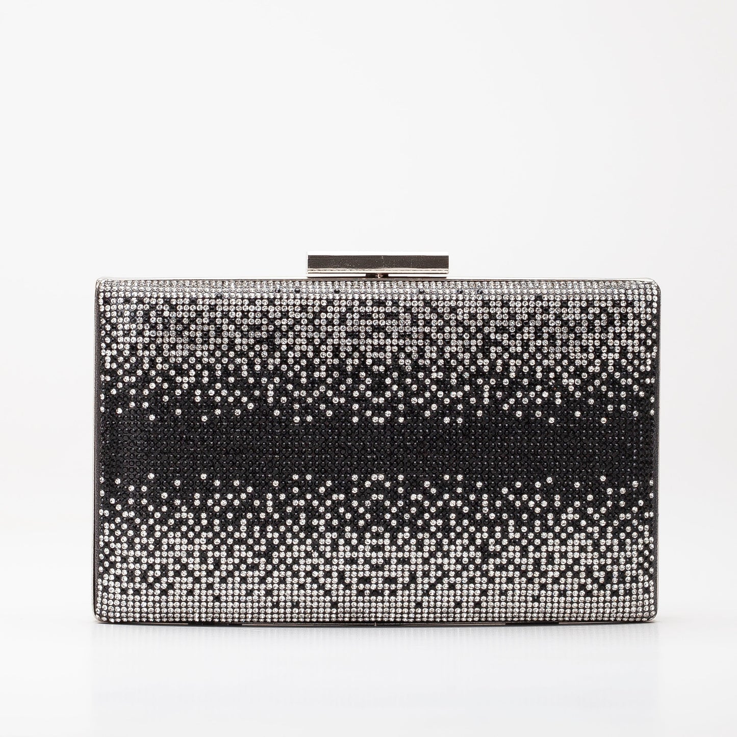 Clara - Bolso de Noche Plateado con Purpurina Negra