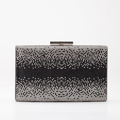 Clara - Bolso de Noche Plateado con Purpurina Negra