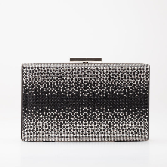 Clara - Bolso de Noche Plateado con Purpurina Negra
