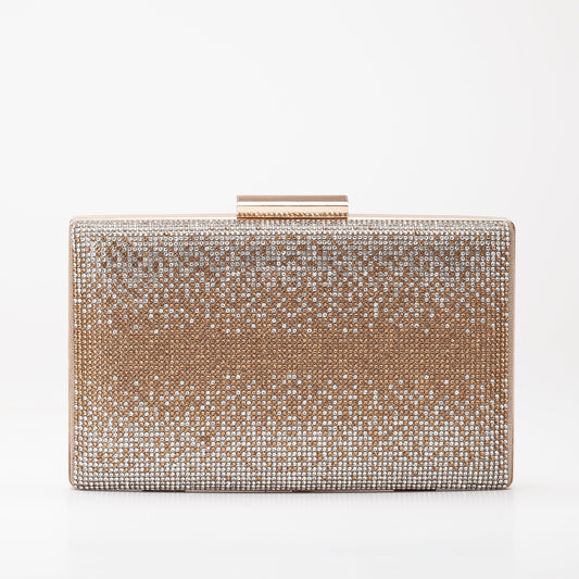 Clara - Cartera de mano con purpurina oro rosa