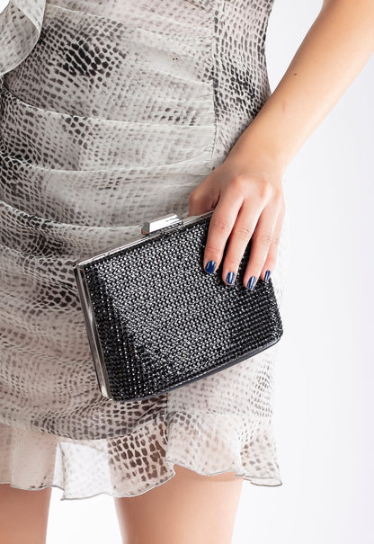 Marla - Bolso de Noche Negro con Purpurina