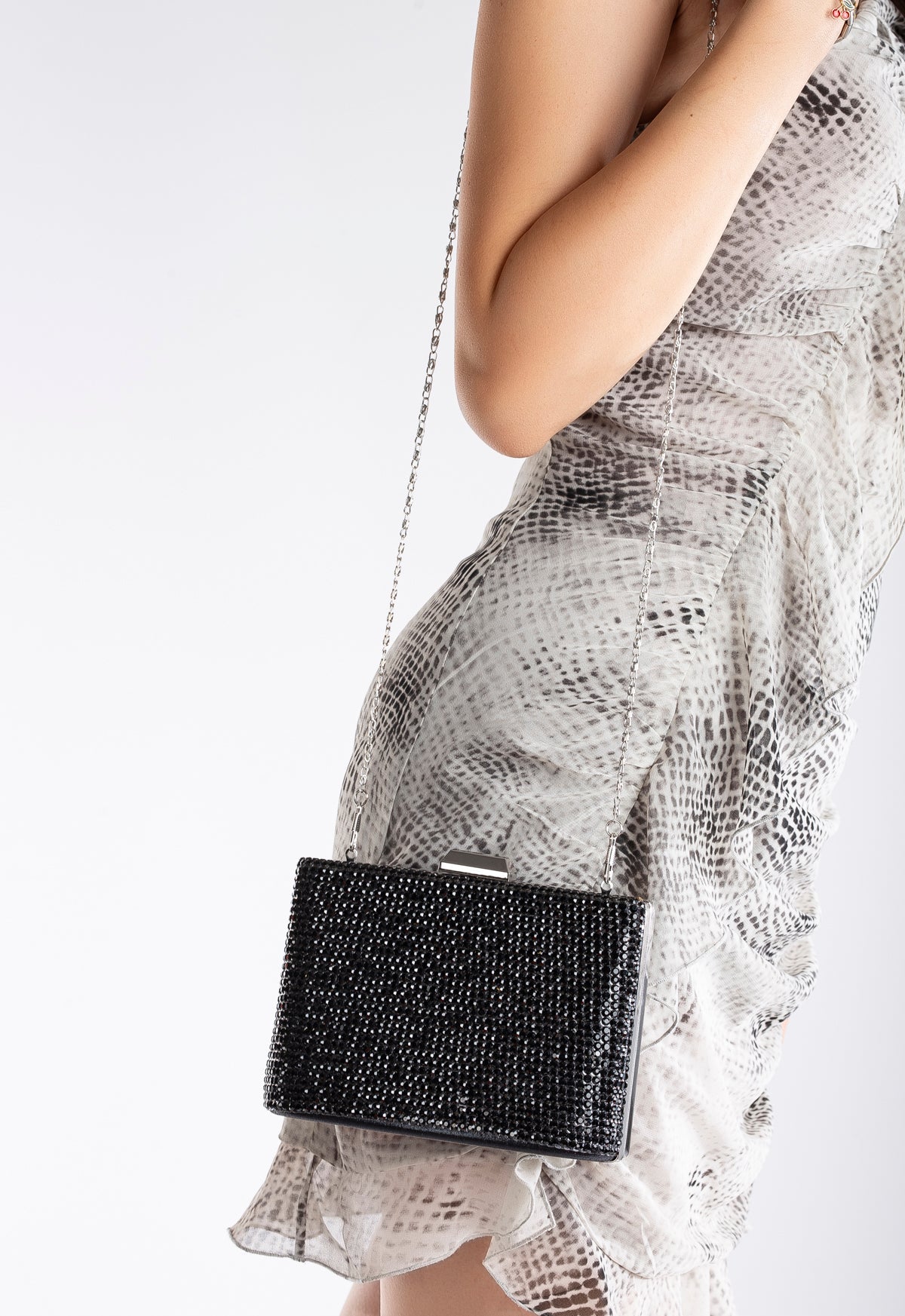 Marla - Bolso de Noche Negro con Purpurina