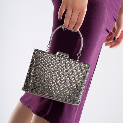 Marla - Bolso de Noche Plateado con Purpurina