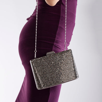 Marla - Bolso de Noche Plateado con Purpurina