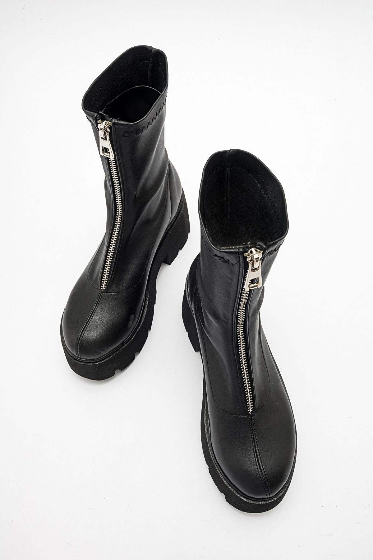 Ovil - Bota de plataforma elástica negra con cremallera (Mujer)