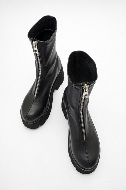 Ovil - Bota de plataforma elástica negra con cremallera (Mujer)