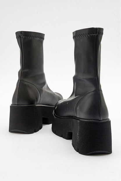 Ovil - Bota de plataforma elástica negra con cremallera (Mujer)