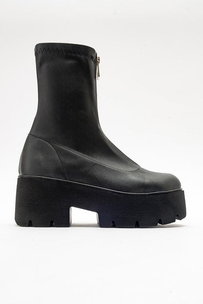 Ovil - Bota de plataforma elástica negra con cremallera (Mujer)