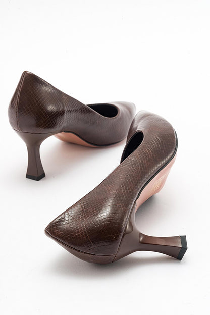 Pedra - Zapatos de tacón en punta estampados marrones (Mujer)