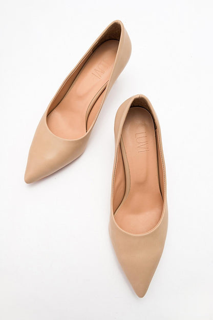 Pedra - Zapatilla de tacón de aguja nude con punta (Mujer)