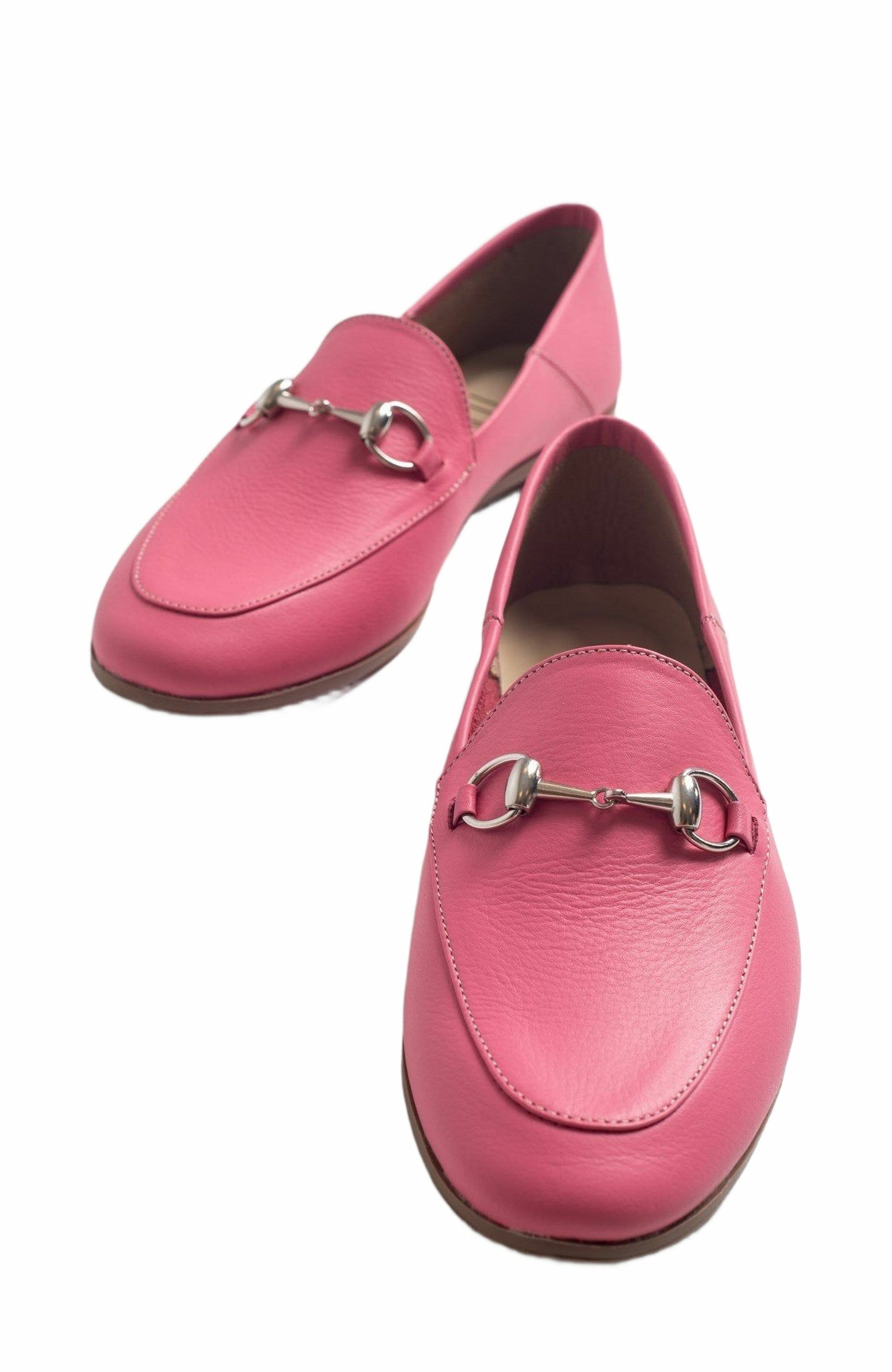 Penny - Pink Leather Horsebit Loafers