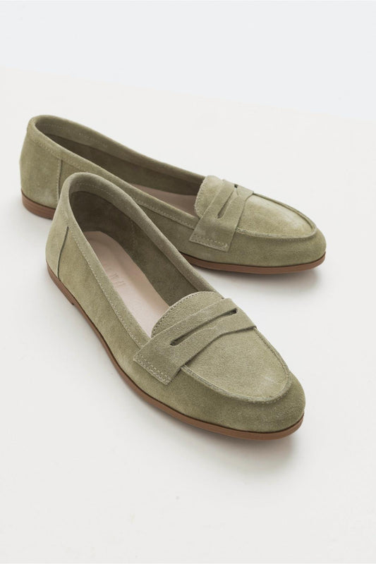 Dorothy - Light Green Suede Leather Loafers