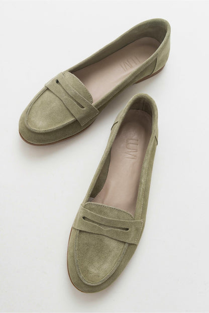 Dorothy - Mocasines de piel de ante verde claro
