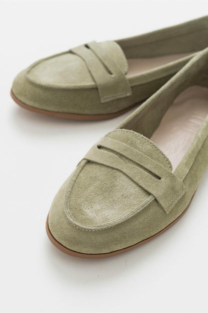 Dorothy - Mocasines de piel de ante verde claro