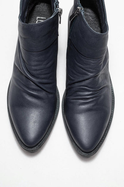 Rule - Bota gruesa de cuero azul marino (mujer)