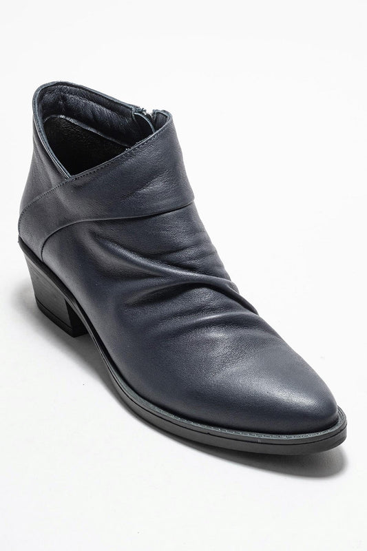 Rule - Navy Leather Chunky Boot (Women)
