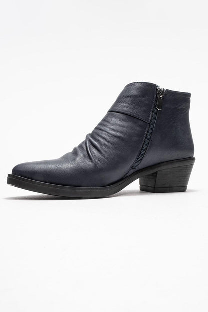 Rule - Bota gruesa de cuero azul marino (mujer)