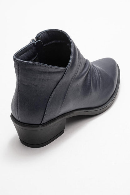 Rule - Bota gruesa de cuero azul marino (mujer)